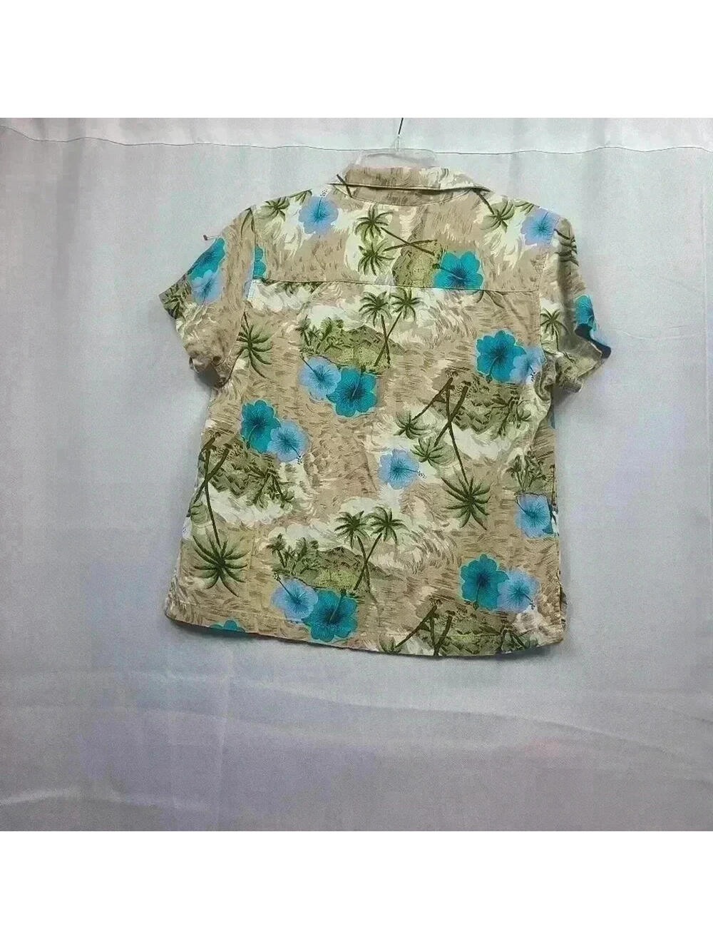 Vintage White Stag Hawaiian Floral Button Down Shirt Women's Medium - Picture 2 of 3